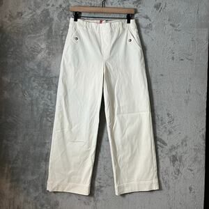 Spanx Stretch Twill Cropped Wide Leg Pants Size LG Tummy Control Oatmeal Cream